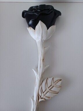 Spirit Halloween Black Rose Flower White Stem Decor Wall Hanging Piece Holiday